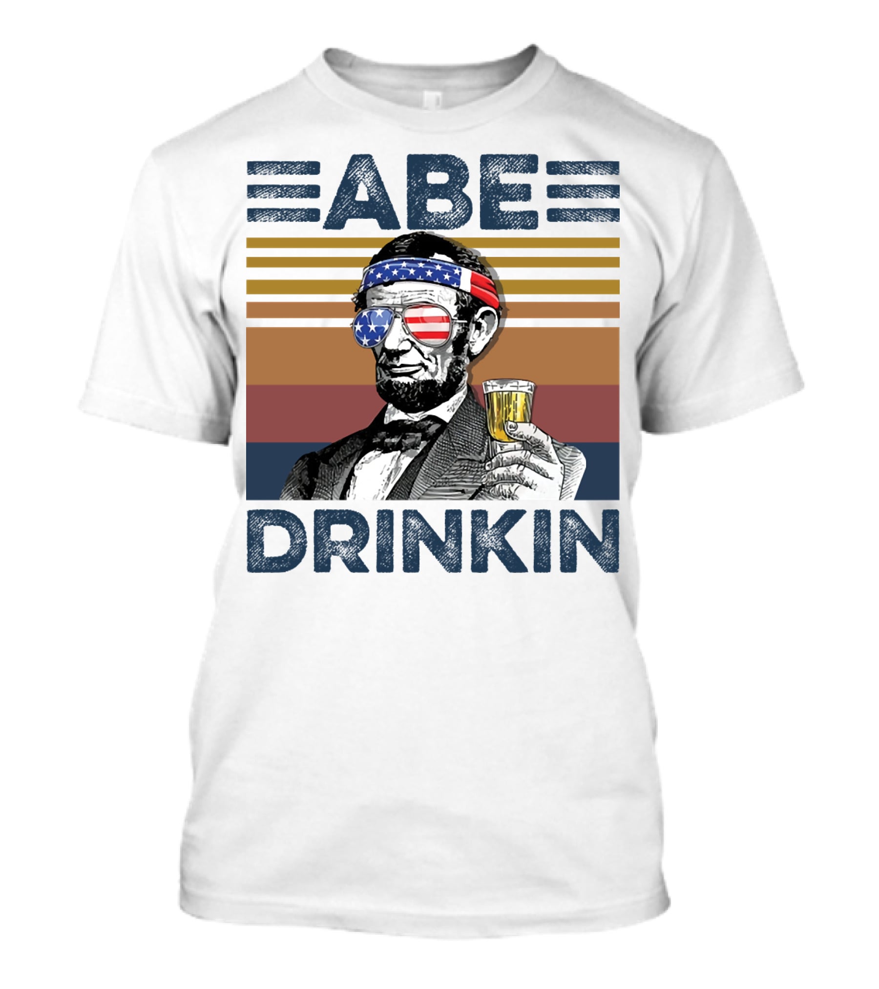 Abe Drinkin Abraham Lincoln Vintage USA Flag T-Shirt
