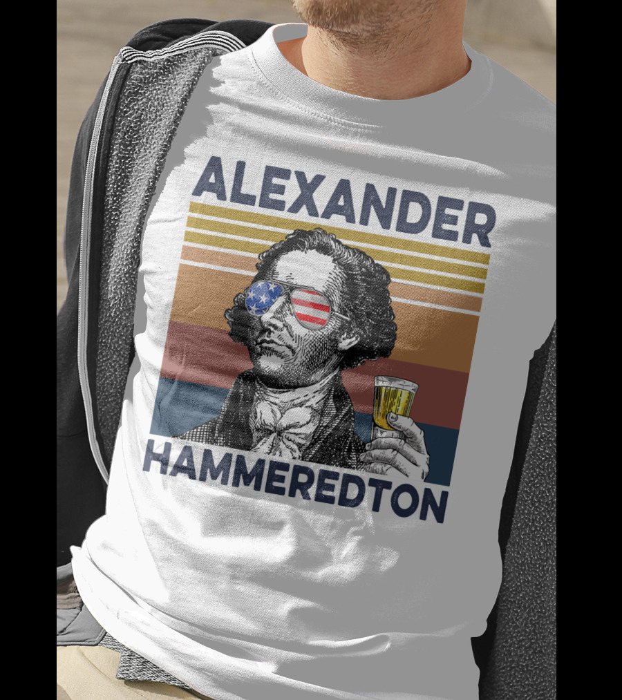 Alexander Hammeredton USA Vintage Drink Patriotic Sunglasses T-Shirt