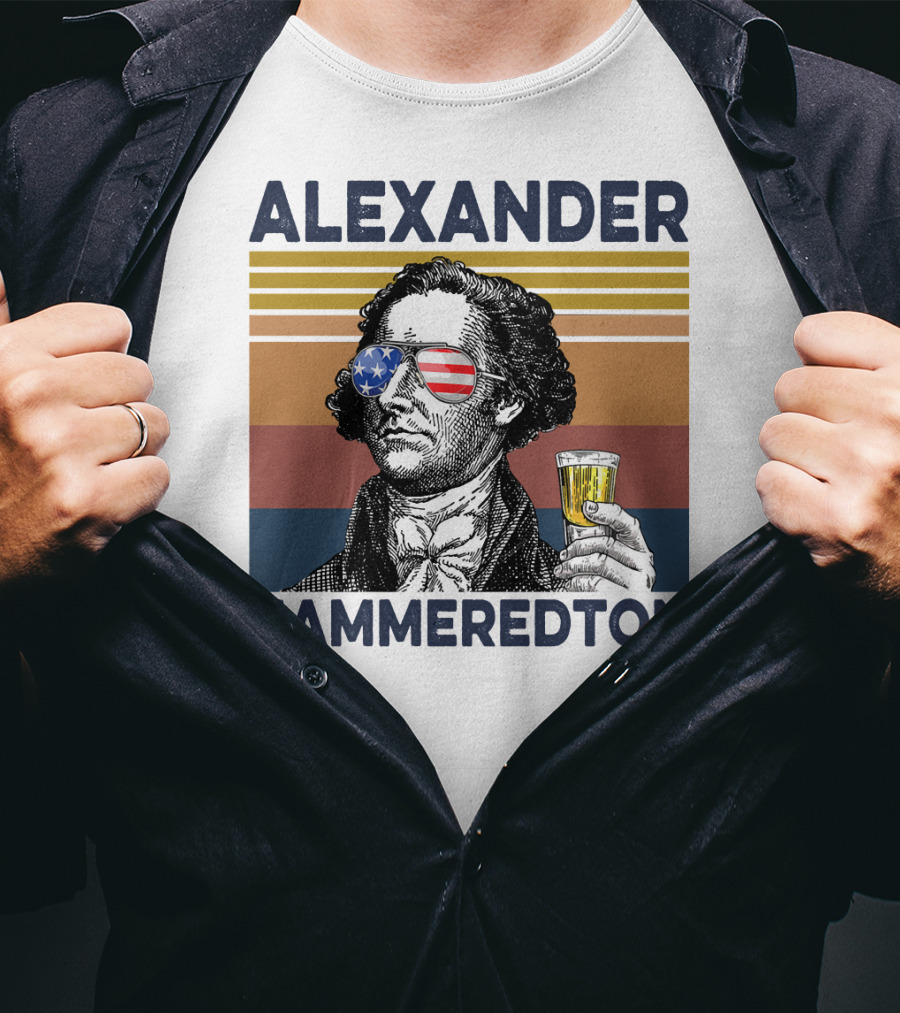Alexander Hammeredton USA Vintage Drink Patriotic Sunglasses T-Shirt