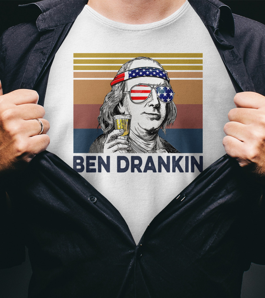 Ben Drankin Vintage USA Patriotic Beer T-Shirt