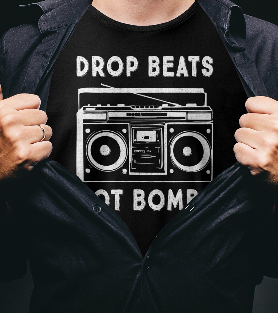 Drop Beats Not Bombs Boombox Music Revolution T-Shirt