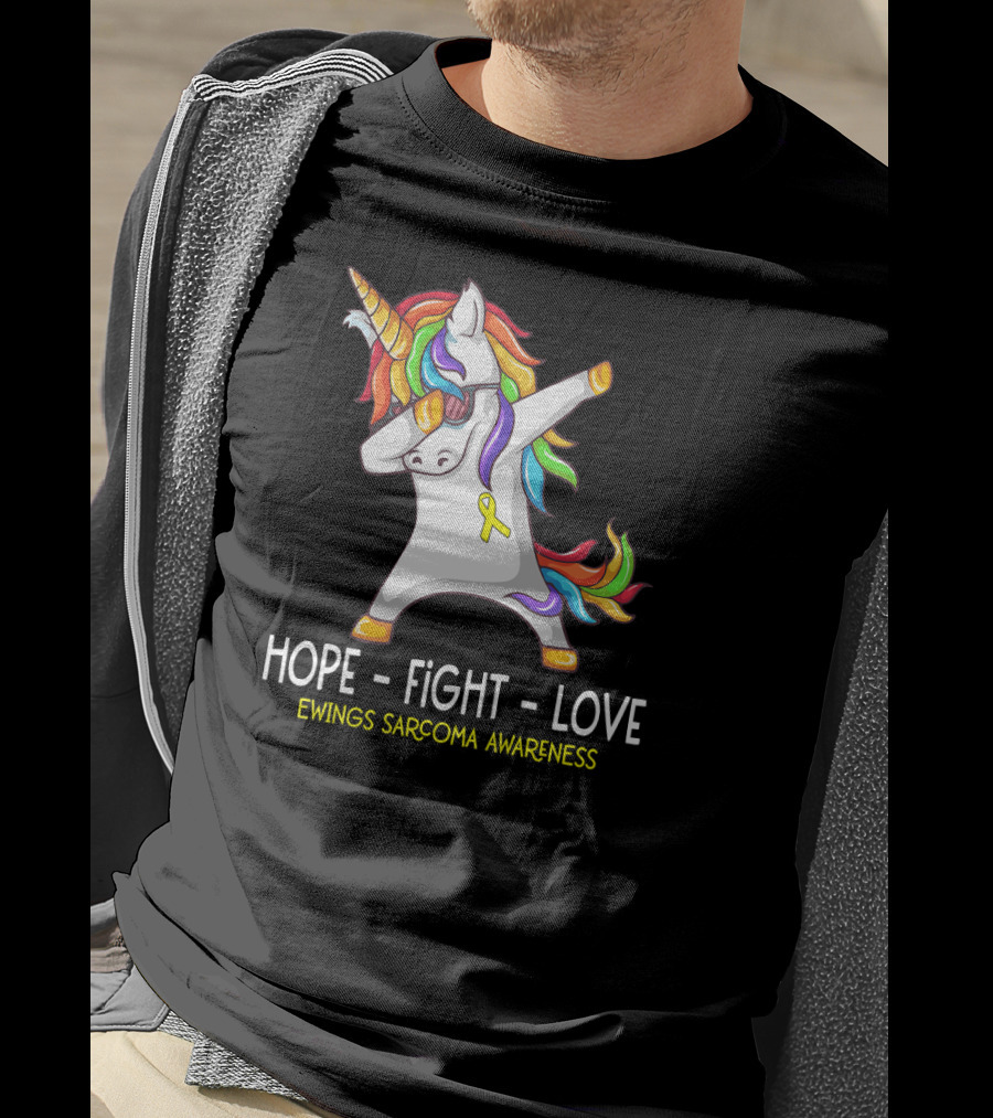 Hope Fight Love Unicorn Ewings Sarcoma Awareness T-Shirt