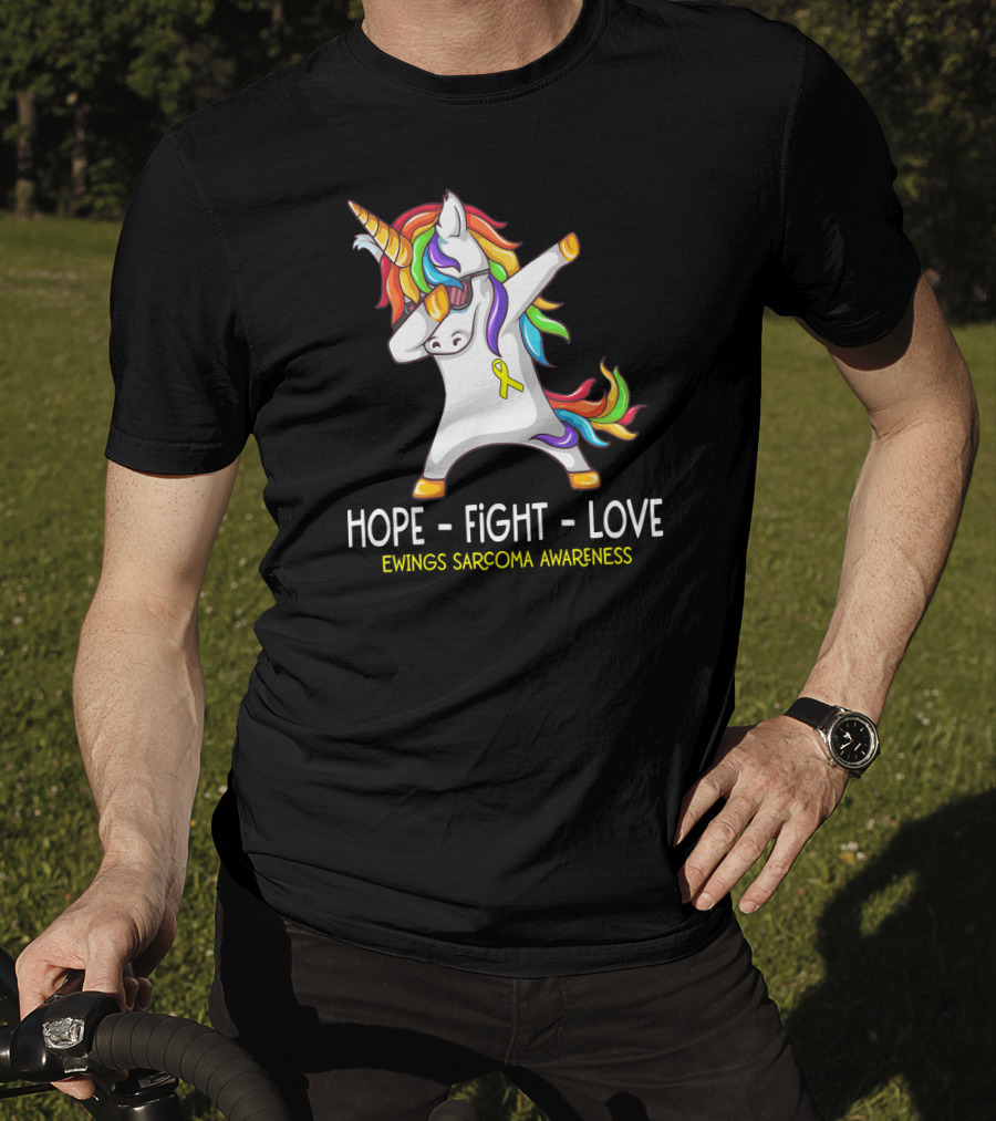 Hope Fight Love Unicorn Ewings Sarcoma Awareness T-Shirt