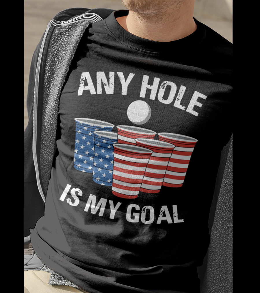 Any Hole Is My Goal Vintage USA Beer Pong Cups T-Shirt