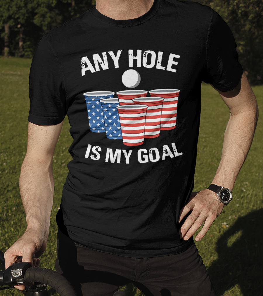 Any Hole Is My Goal Vintage USA Beer Pong Cups T-Shirt