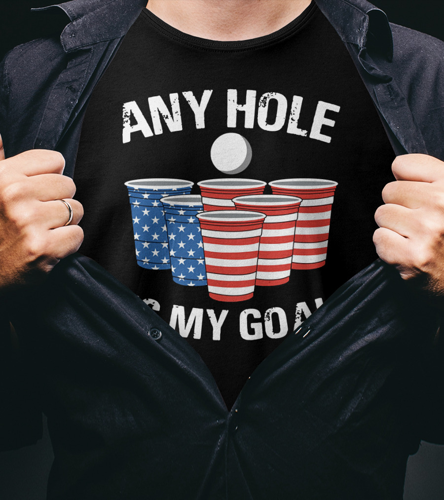 Any Hole Is My Goal Vintage USA Beer Pong Cups T-Shirt