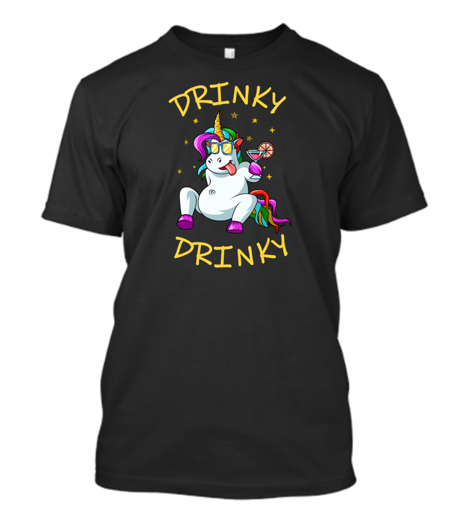 Drinky Drinky Drinking Unicorn With Cocktail And Sunglasses T-Shirt