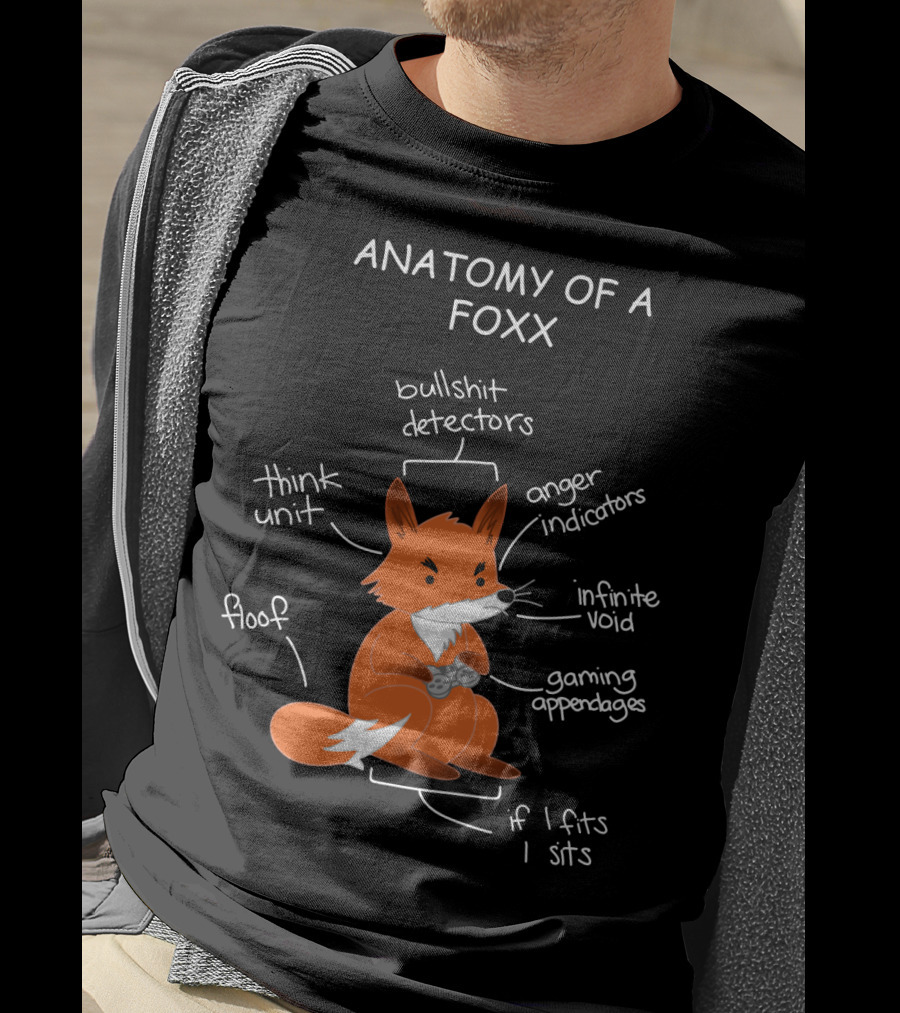 Anatomy Of A Foxx Bullshit Detectors Anger Indicators Infinite Void Gaming Appendages Think Unit Floof If I Fits I Sits T-Shirt