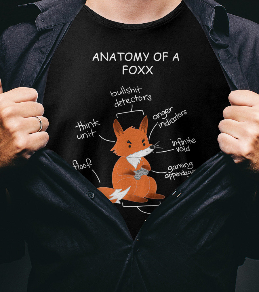 Anatomy Of A Foxx Bullshit Detectors Anger Indicators Infinite Void Gaming Appendages Think Unit Floof If I Fits I Sits T-Shirt