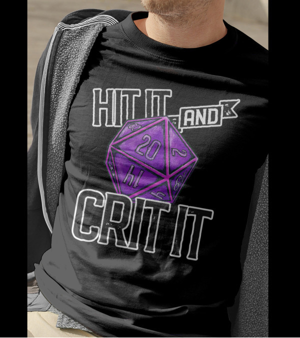 Hit It And Crit It Regal Purple D20 20-Sided Dice DnD T-Shirt