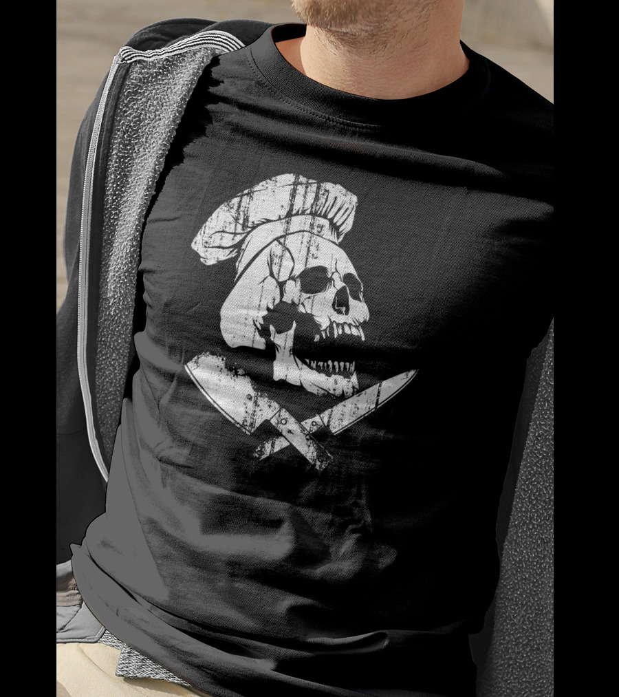 Culinary Gangster Cooking Master Chef Skull With Crossed Knives T-Shirt