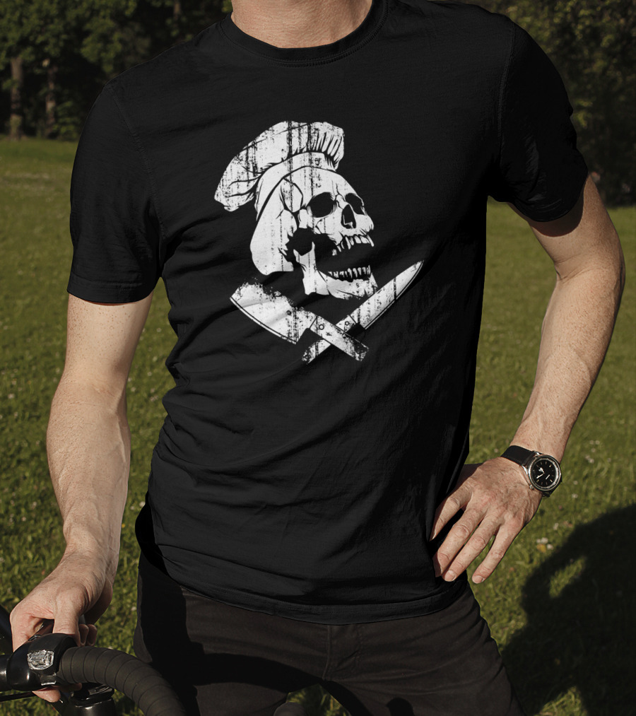 Culinary Gangster Cooking Master Chef Skull With Crossed Knives T-Shirt