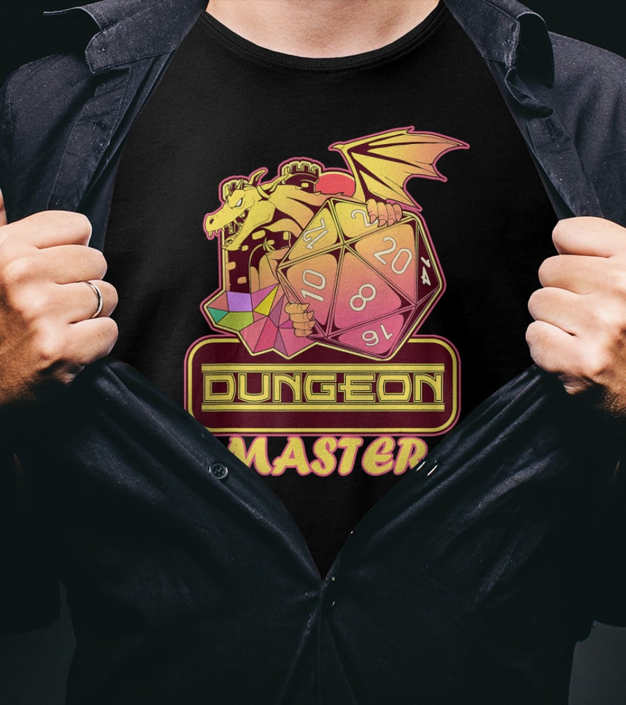 Dungeon Master Dragon D20 Dice Gaming T-Shirt
