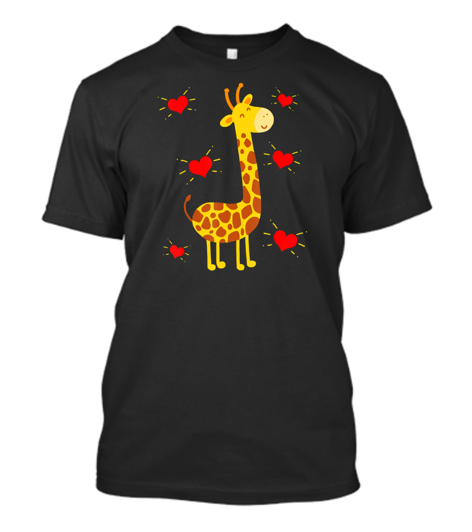 Giraffe Lover Heart Zookeeper With Cute Giraffe Surrounded By Red Hearts T-Shirt