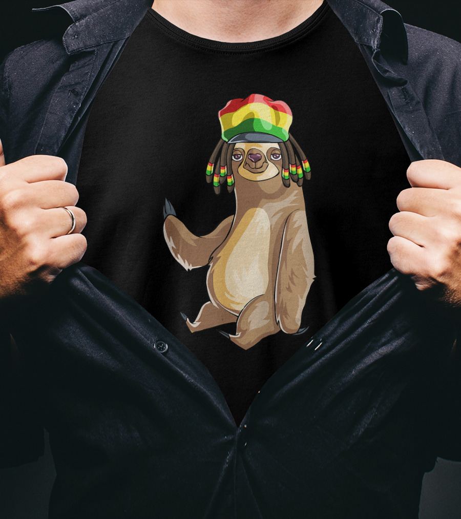 Jamaican Flag Rasta Sloth T-Shirt