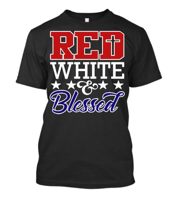 Red White Blessed Patriot Cross Stars T-Shirt