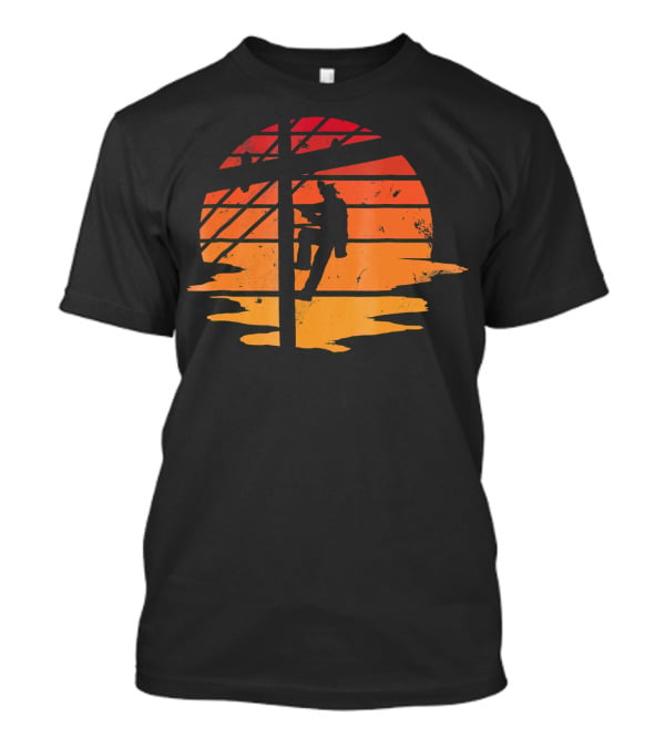Vintage Distressed Sunset Lineman Electricians T-Shirt