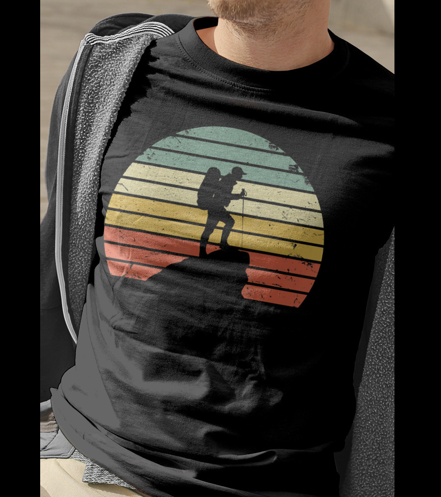 Vintage Hiking Retro Sunset Adventure T-Shirt