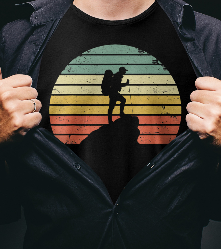 Vintage Hiking Retro Sunset Adventure T-Shirt