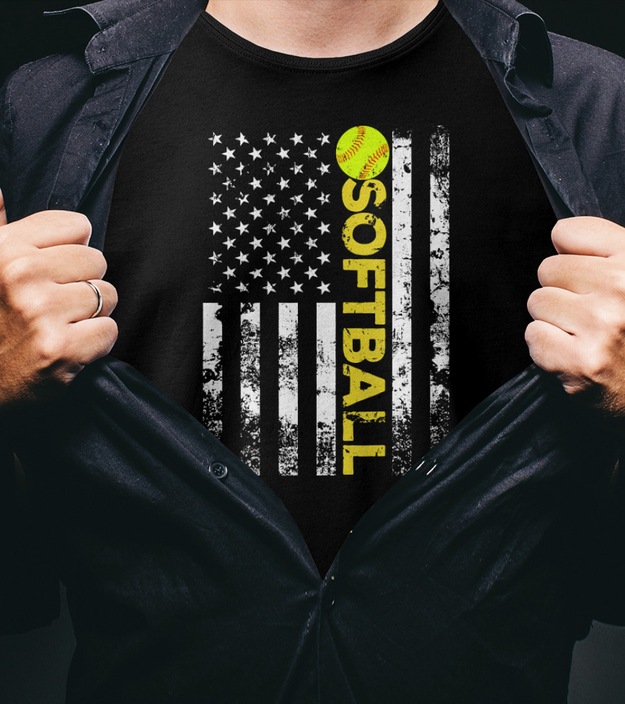 Softball American Flag Team T-Shirt