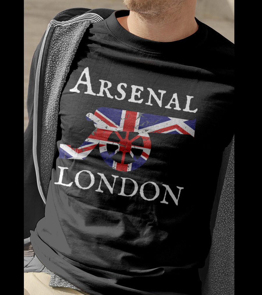 Arsenal London Union Jack Cannon Soccer Jersey T-Shirt