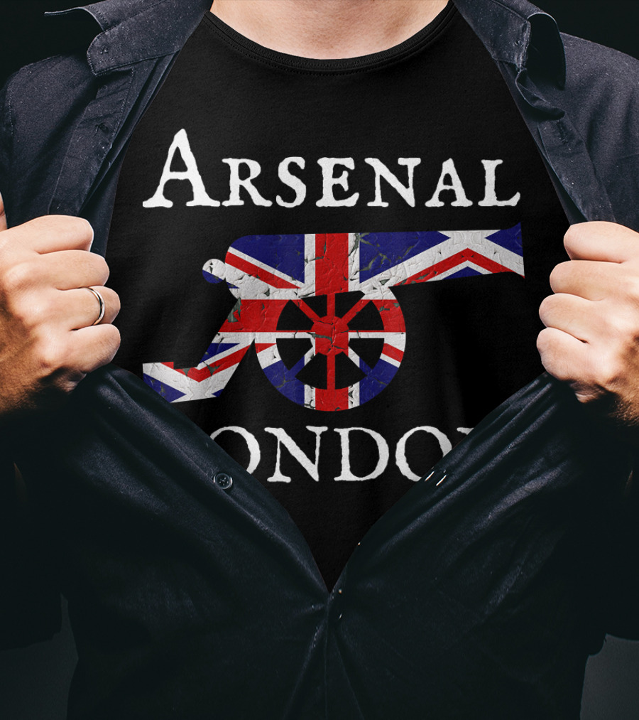 Arsenal London Union Jack Cannon Soccer Jersey T-Shirt