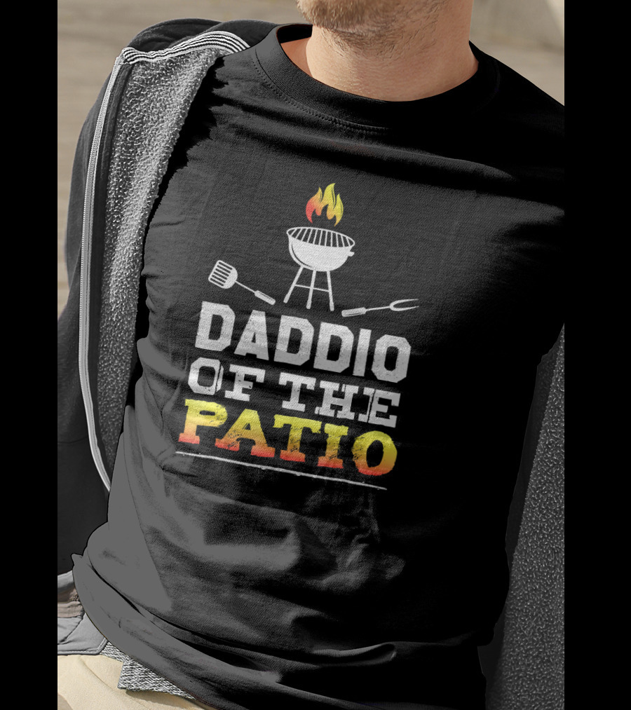 Barbecue Grill Daddio Of The Patio With BBQ Utensils And Flame T-Shirt