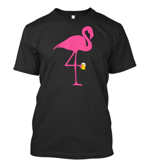 Flamingo Holding Beer Mug Lover T-Shirt