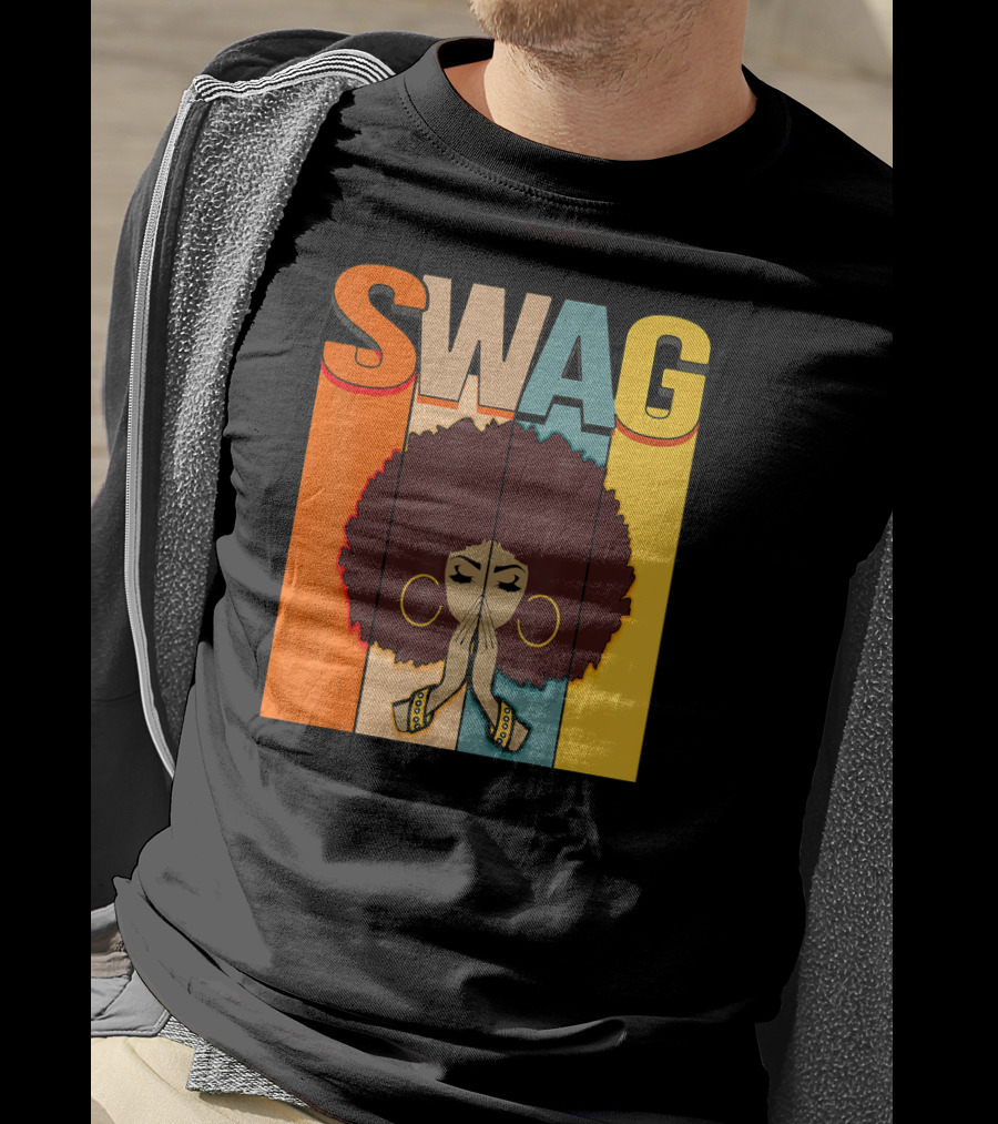 SWAG Melanin Afro Icon With Praying Hands Black History T-Shirt