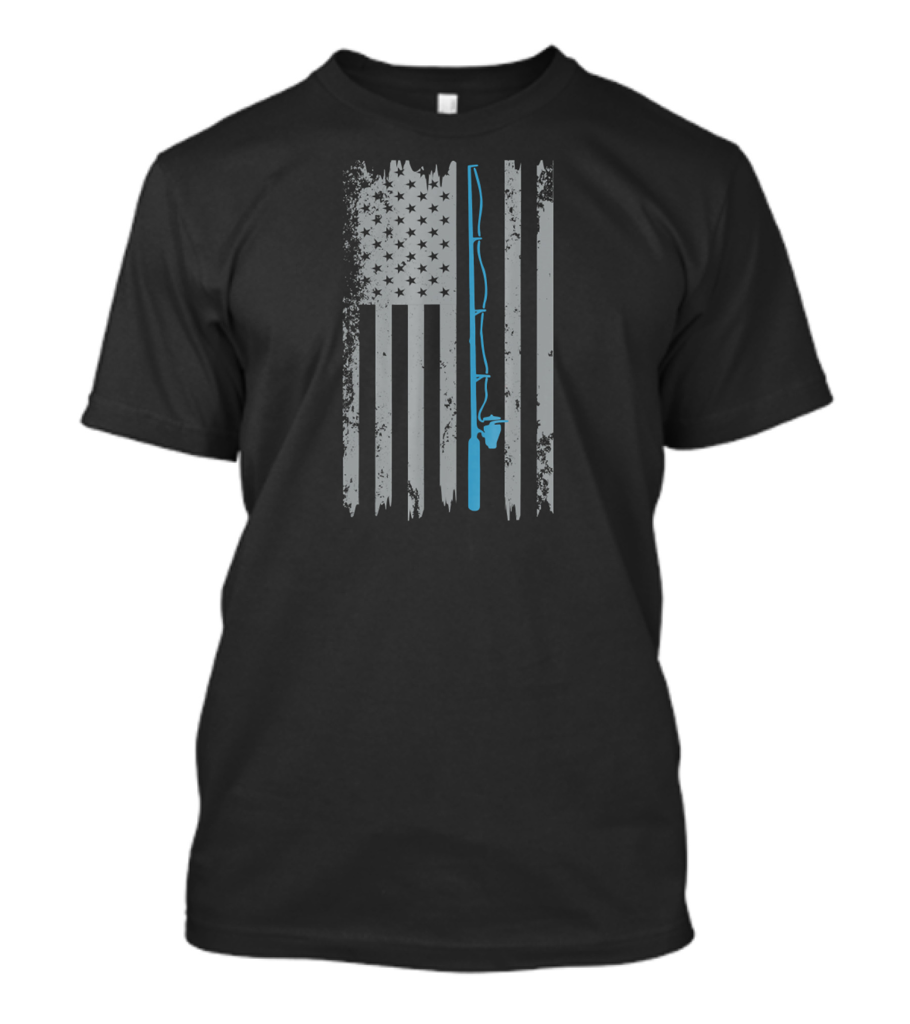 Vintage USA Flag Fishing Rod T-Shirt