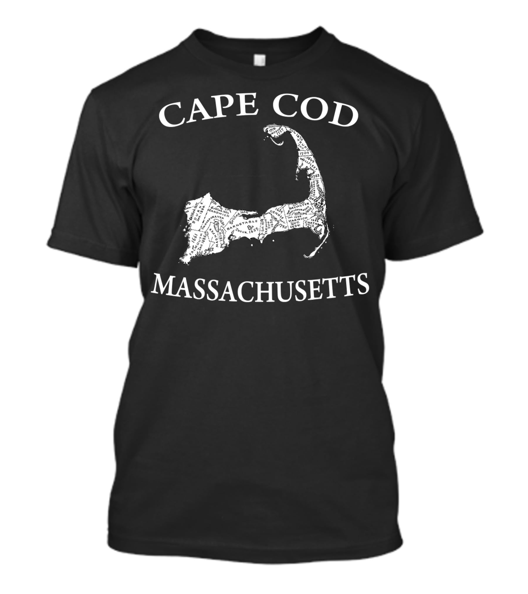 Cape Cod Map Massachusetts Text Overlay T-Shirt