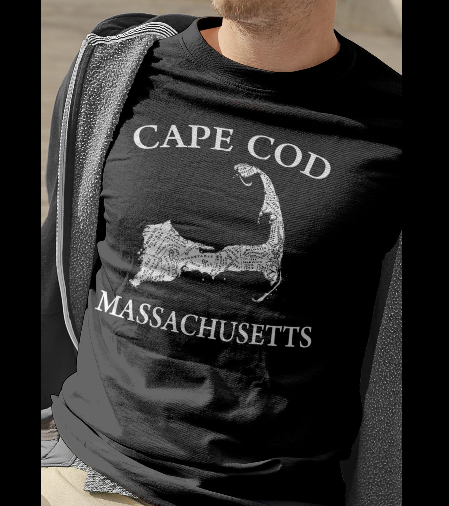 Cape Cod Map Massachusetts Text Overlay T-Shirt