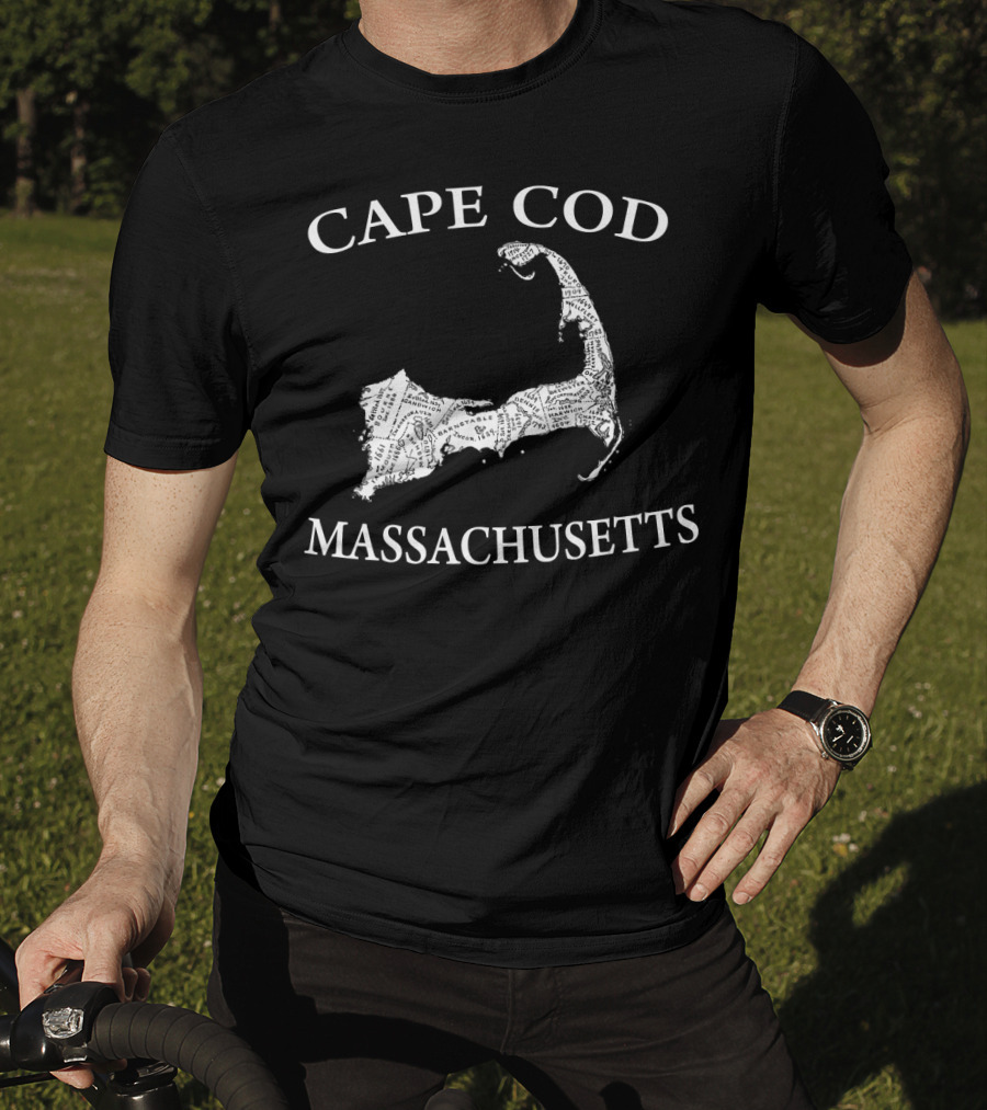 Cape Cod Map Massachusetts Text Overlay T-Shirt