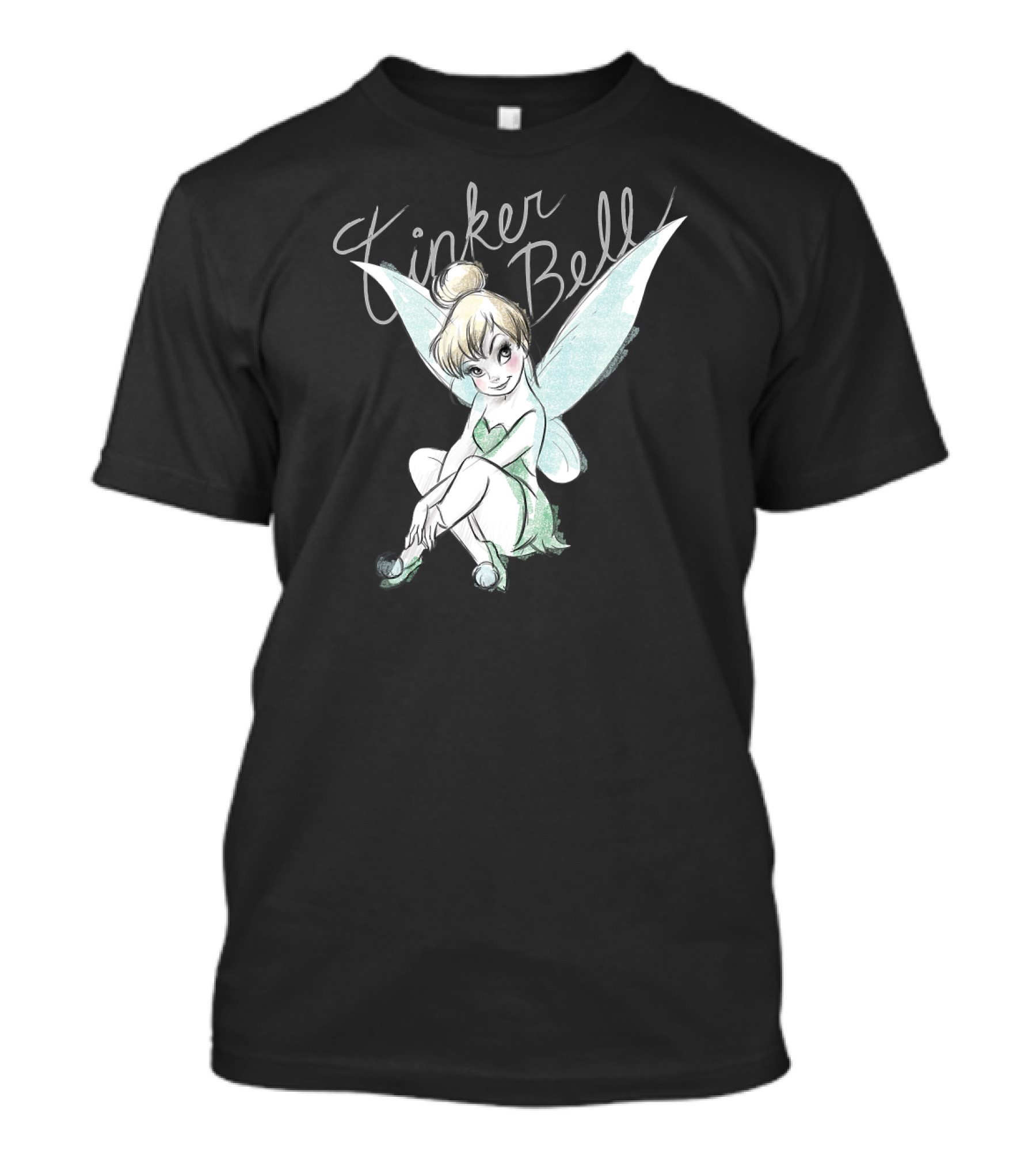 Disney Tinker Bell Kneeling Fairy Sketch With Wings T-Shirt