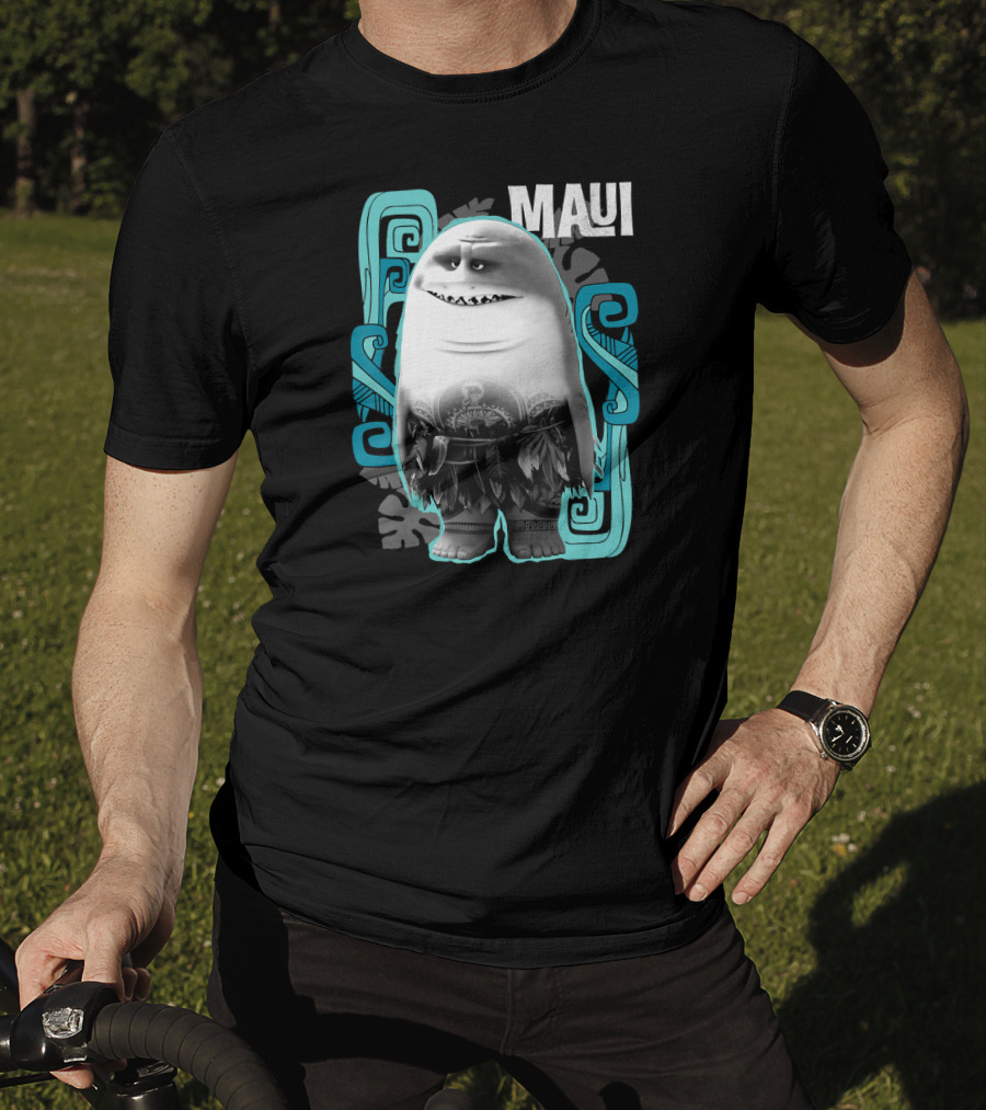 Maui Half Shark Disney Moana Character With Tribal T-Shirt
