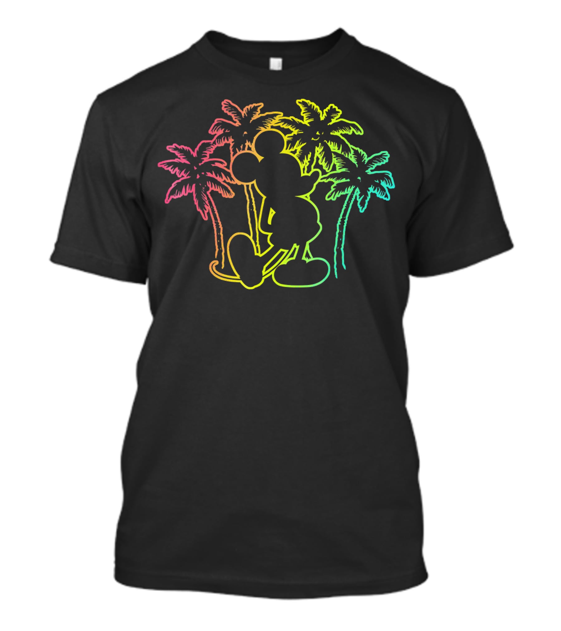 Mickey Mouse Neon Palm Trees Disney Tropical T-Shirt