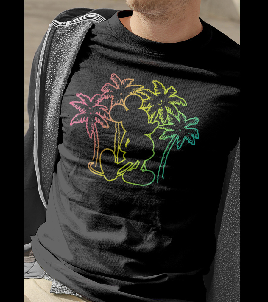 Mickey Mouse Neon Palm Trees Disney Tropical T-Shirt