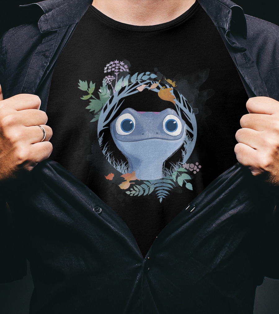 Disney Frozen 2 Bruni The Salamander Watercolor Forest Circle T-Shirt