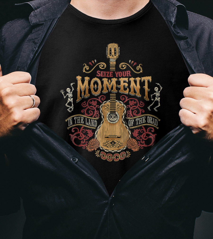 Seize Your Moment In The Land Of The Dead Guitar Disney Pixar Coco T-Shirt