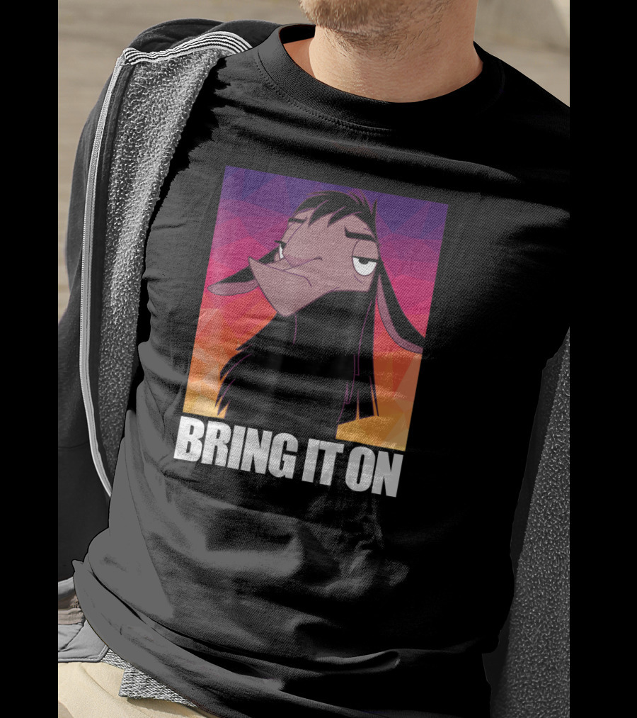 Disney Emperor's New Groove Kuzco Llama Bring It On Colorful Geometric Background T-Shirt