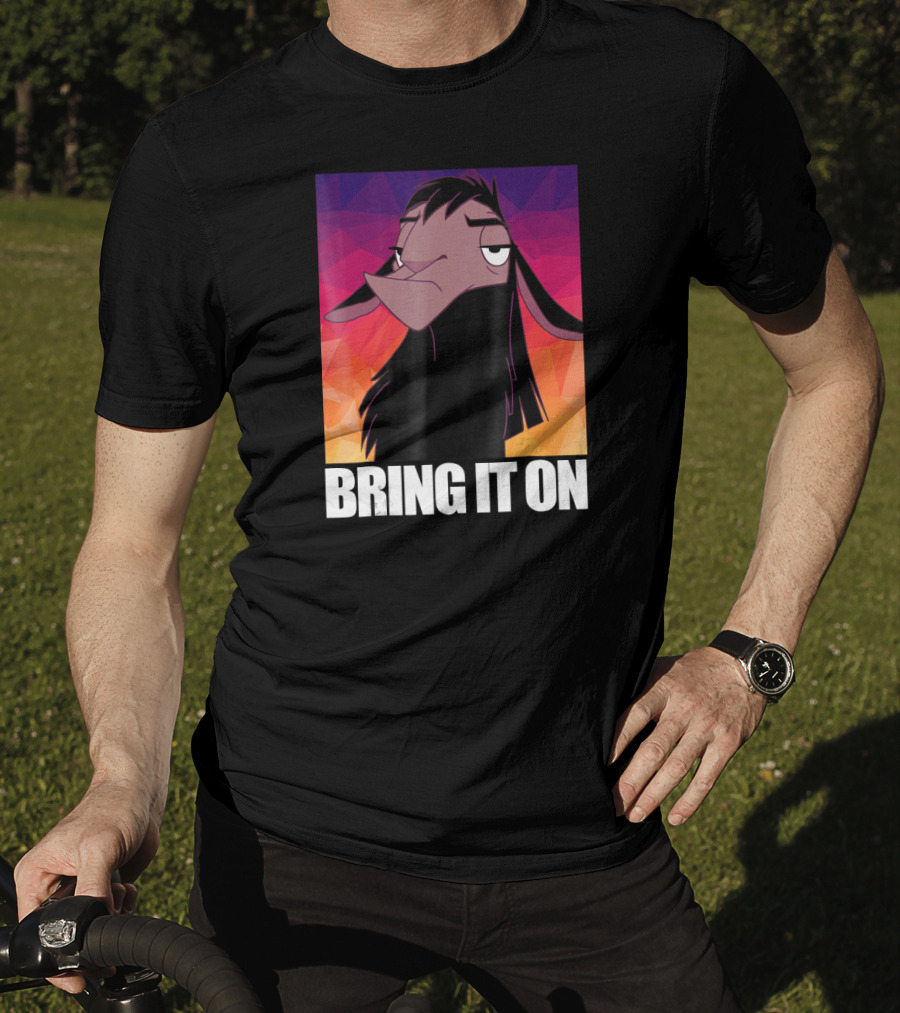 Disney Emperor's New Groove Kuzco Llama Bring It On Colorful Geometric Background T-Shirt