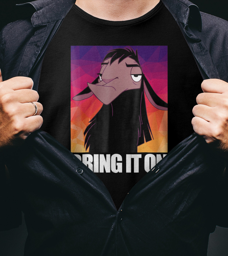 Disney Emperor's New Groove Kuzco Llama Bring It On Colorful Geometric Background T-Shirt