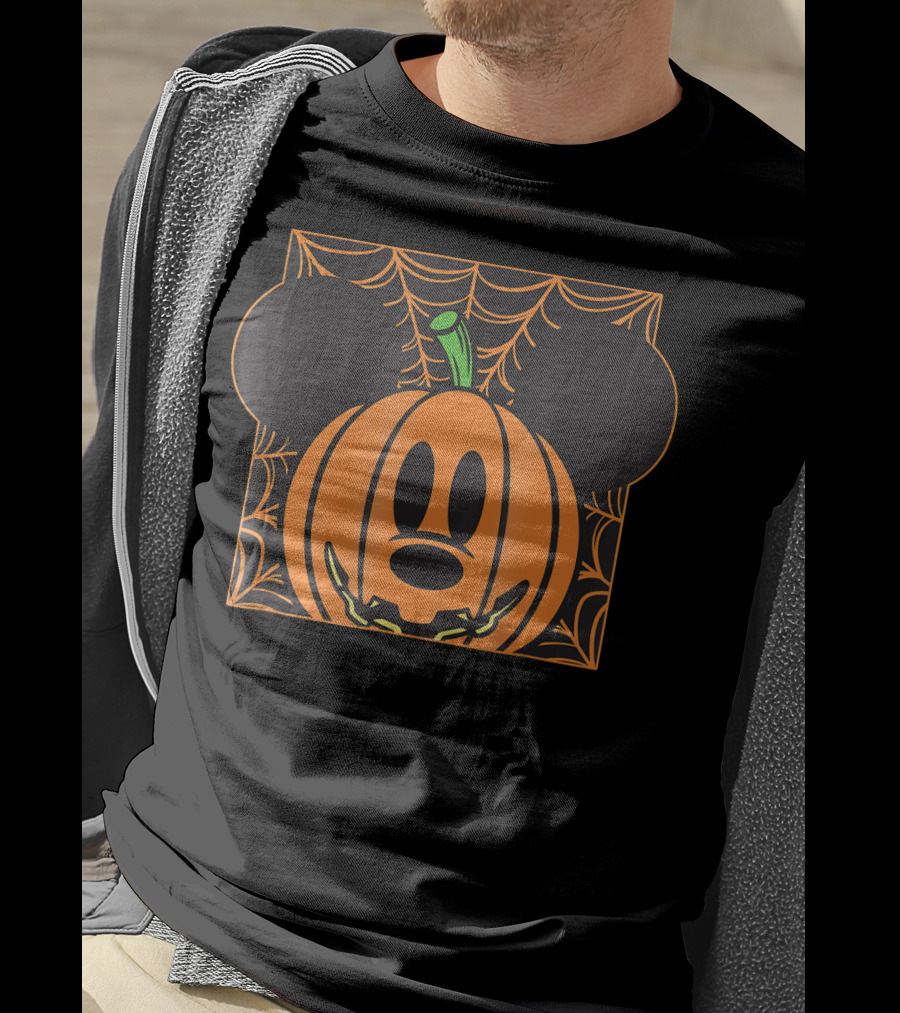 Disney Mickey Mouse Pumpkin With Spider Web T-Shirt