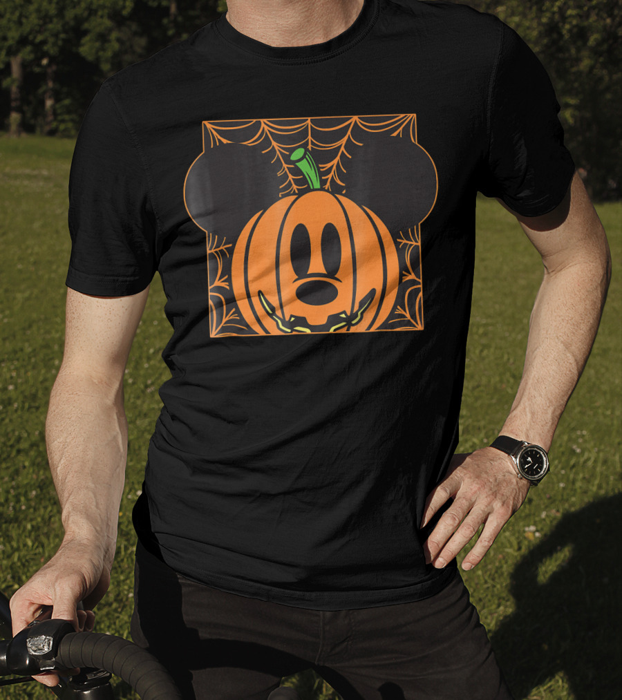 Disney Mickey Mouse Pumpkin With Spider Web T-Shirt