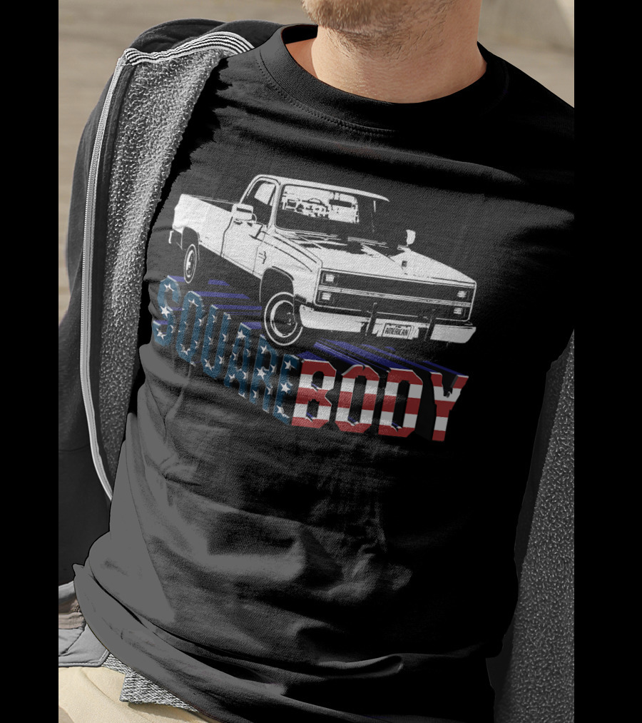 Square Body Truck American Flag Patriotic T-Shirt