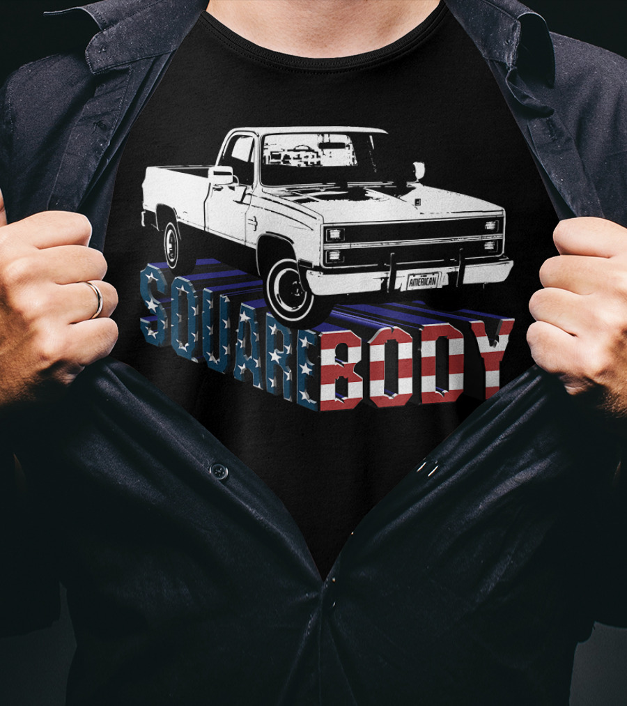 Square Body Truck American Flag Patriotic T-Shirt