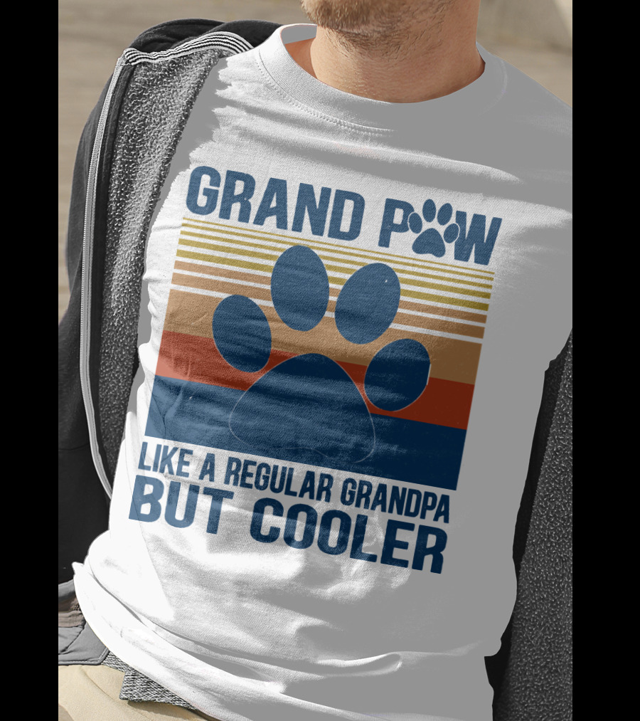 GRAND PAW Like A Regular Grandpa But Cooler Retro Paw Prints T-Shirt