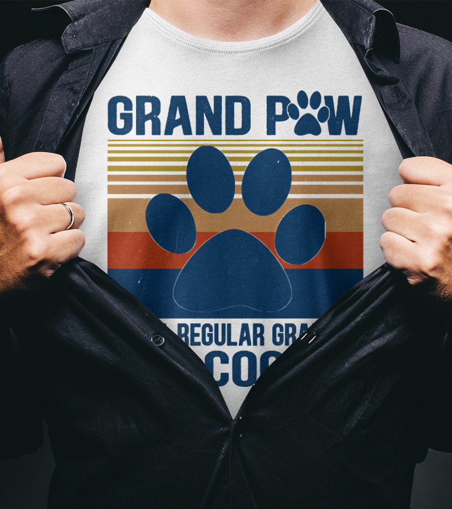 GRAND PAW Like A Regular Grandpa But Cooler Retro Paw Prints T-Shirt