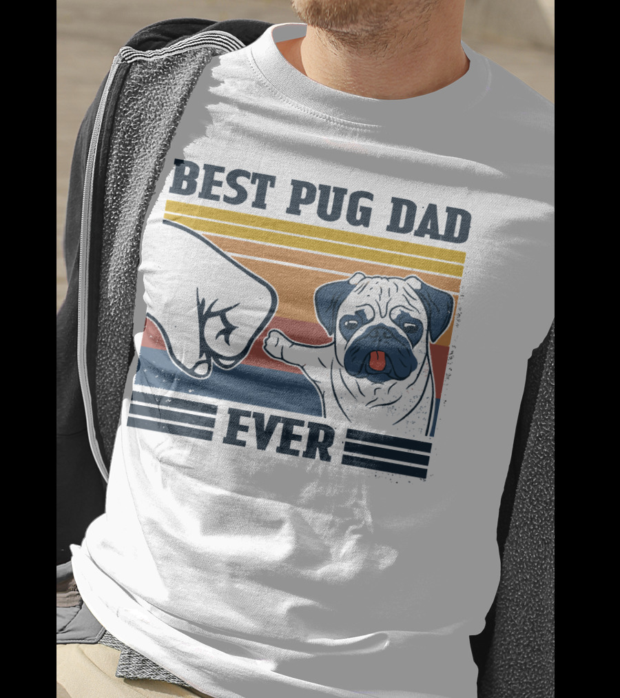Best Pug Dad Ever Retro Fist Bump T-Shirt
