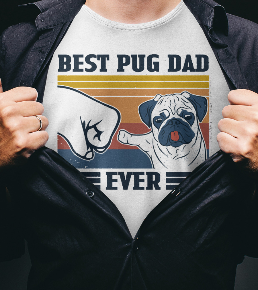 Best Pug Dad Ever Retro Fist Bump T-Shirt